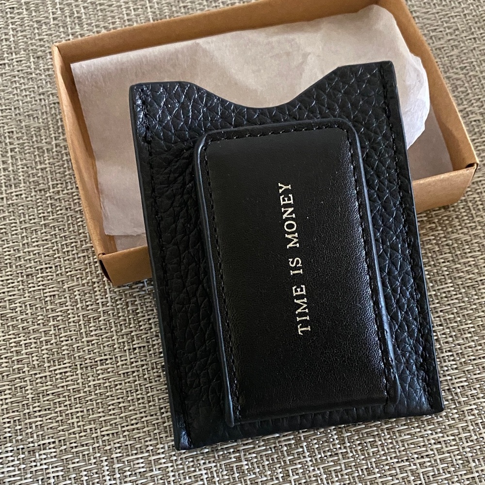 Two's Company Black Leather Money Clip
